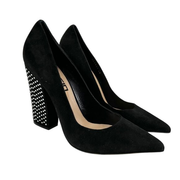 Sergio Rossi Crystal Embellished Heel Suede Pointed Toe Pumps - Picture 1 of 9